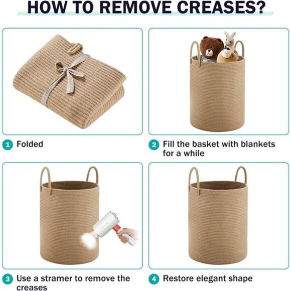 Laundry Hamper Basket by YOUDENOVA, 58L Tall Laundry Basket, Baby Nursery Hamper - Picture 7 of 8